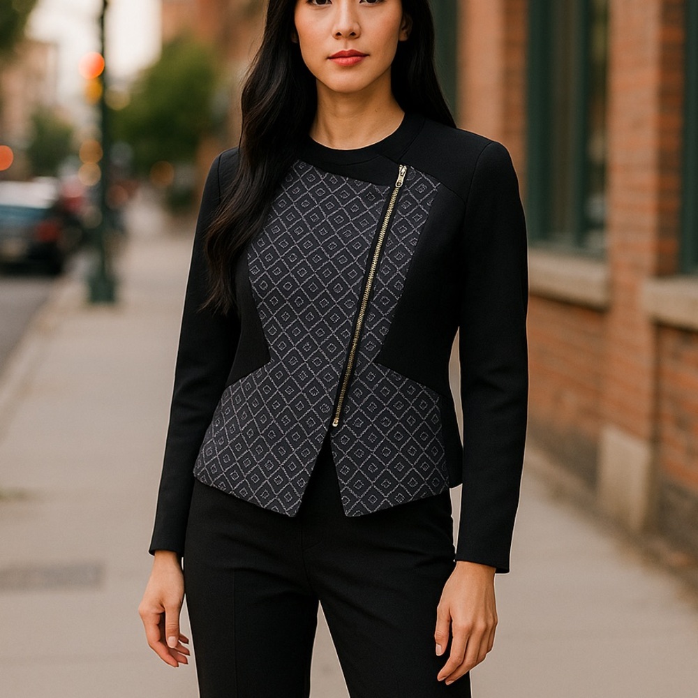 Tahari Black and Gray Women's Blazer - Picture 4 of 6